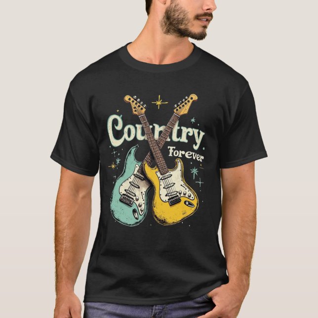 Land Forever Vintage Guitar Shirt T Shirt (Framsida)