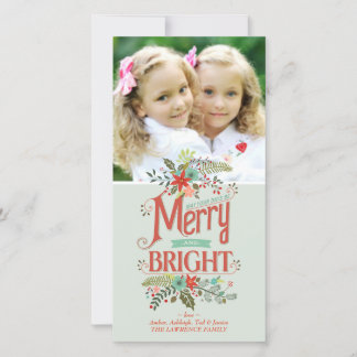 Land-fotokort för Blommigt i Merry och Bright Vint Julkort