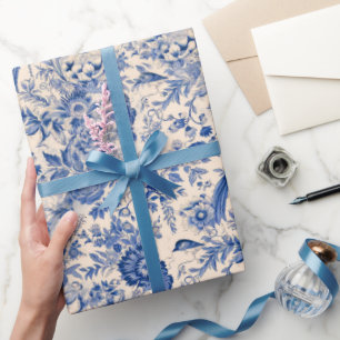 Land Fransk Garden Toile de Jouy Blue Presentpapper
