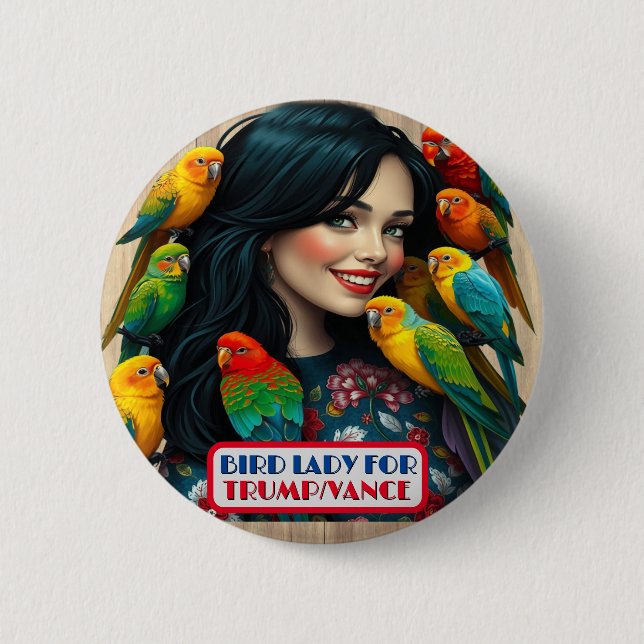 Land Gals Bird Dam för Trump/Vance Button Knapp (Framsida)