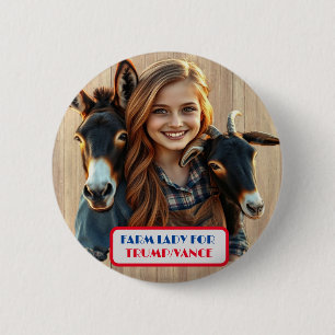 Land Gals Farm Dam för Trump/Vance Button Knapp