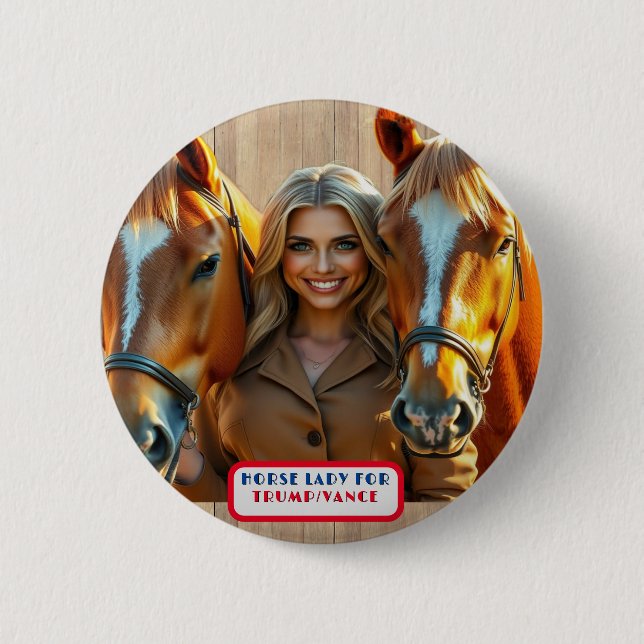 Land Gals Horse Dam för Trump/Vance Button Knapp (Framsida)