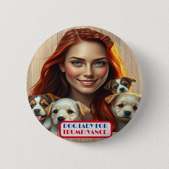 Land Gals Hund Dam för Trump/Vance Button Knapp (Framsida)