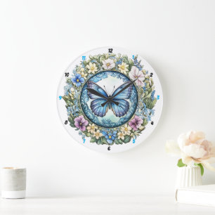 Land Garden" - Blommigten Blue Butterfly Stor Klocka