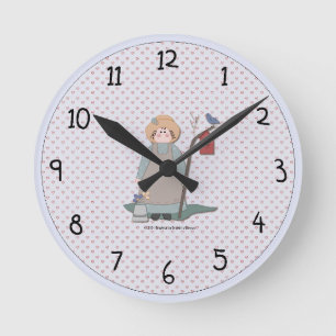 Land Garden Girl Wall Clock Rund Klocka
