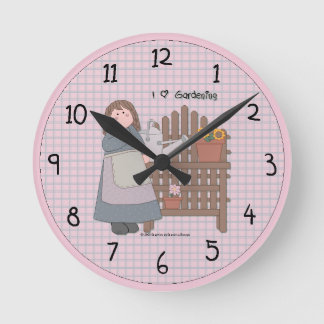 Land Garden Girl Wall Clock Rund Klocka