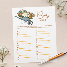 Land Garden Pumpkin ABCs Baby Shower Party Game Reklamblad