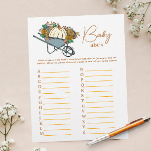 Land Garden Pumpkin ABCs Baby Shower Party Game Reklamblad