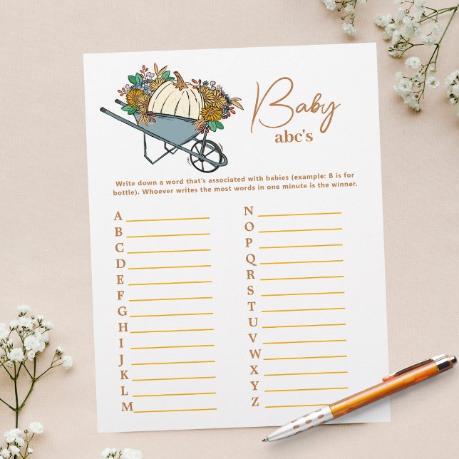 Land Garden Pumpkin ABCs Baby Shower Party Game Reklamblad (Skapare uppladdad)