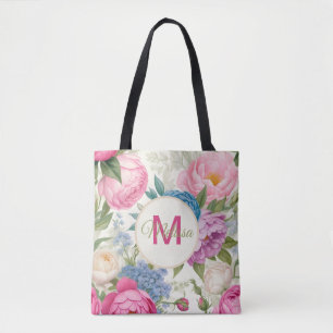 Land Garden Ro och Peonies Blommigt Tygkasse