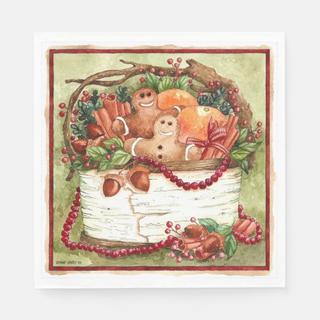 Land Gingerbröd Basket Napkin Pappersservett (Framsidan)