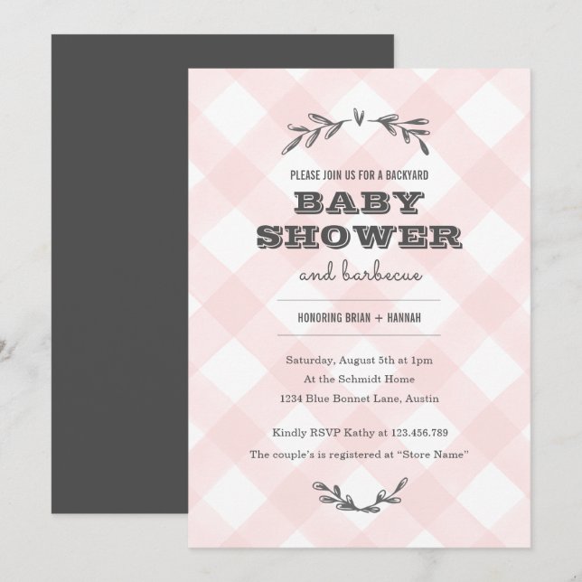 Land Gingham Baby Shower Inbjudningar (Fram/baksida)