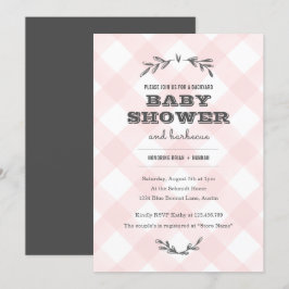 Land Gingham Baby Shower Inbjudningar
