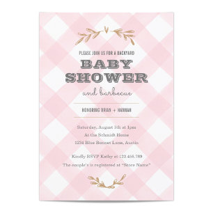 Land Gingham Baby Shower Inbjudningar