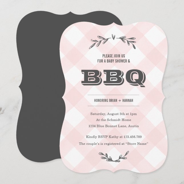 Land Gingham Baby Shower Inbjudningar (Fram/baksida)