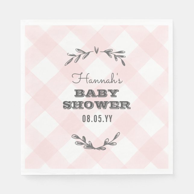 Land Gingham Baby Shower Pappersservett (Framsidan)