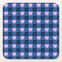 Land Gingham Blue Rosa Heart Mönster