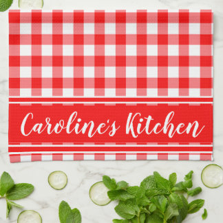 Land Gingham Decor Farmhouse Anpassningsbar Red Kökshandduk