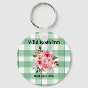 Land Gingham Vild Ro B & B Anpassningsbar Farmhous Nyckelring
