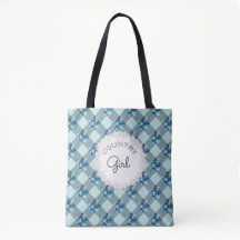 Land Girl Blue Gingham Flowers Mönster