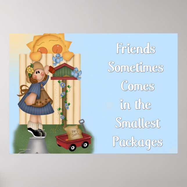 Land Girl Matande Birds - Vänskap Quote Poster (Framsidan)