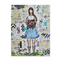 Land Girl. Original Mixed Media Art