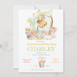 Land Girl Petting Zoo Födelsedagsfest Inbjudningar