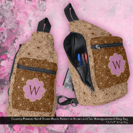 Land Girl Rustic Blommönster Rosa Brown