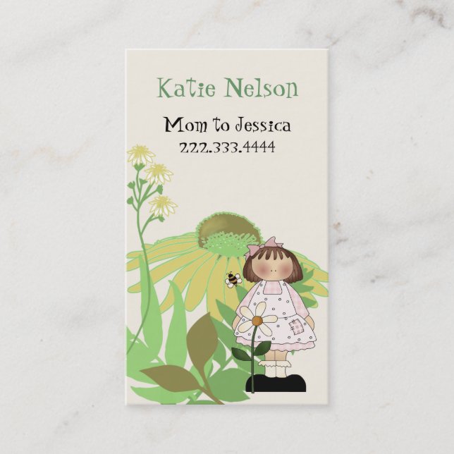 Land Girl with Flowers Mamma Card (Framsida)