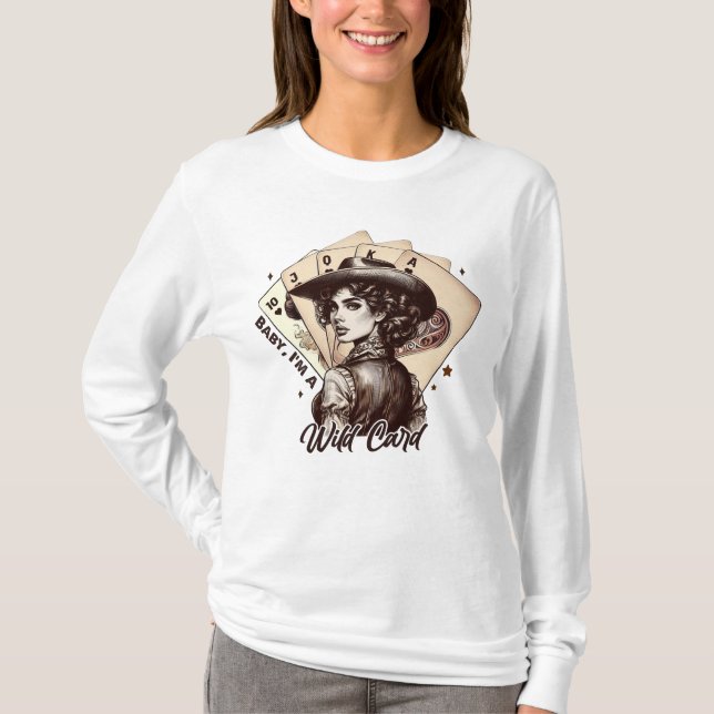 Land glam-Vild Cowgirl Spelkort T Shirt (Framsida)