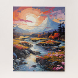 Land God morgon Stream Nature Jigszle Puzzle Pussel