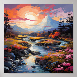 Land God morgon Stream Nature Poster