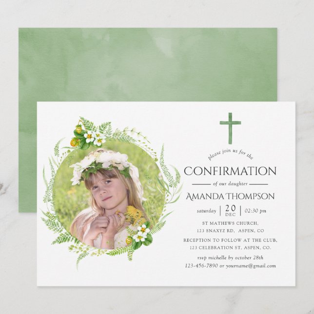 Land Greenery Bekräftelse Inbjudningar (Fram/baksida)