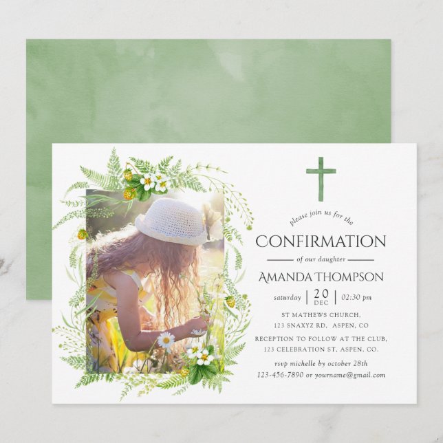 Land Greenery Bekräftelse Inbjudningar (Fram/baksida)