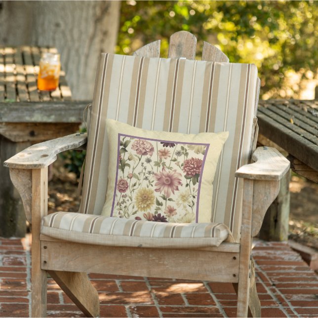 Land gult blommigt faux texturerad mönster kudde (Stol)