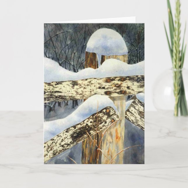 land-hälsningskort för "Snö-stängsel" Kort (Framsida)