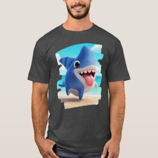 Land Halv Söt Hund Halv Whimsical Haj 3D retro T Shirt