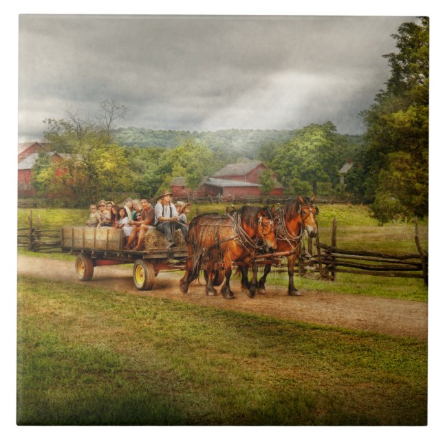 Land - häst - liv nöjen kakelplatta (Framsidan)