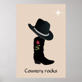 Land Hat och Boot på Beige Poster