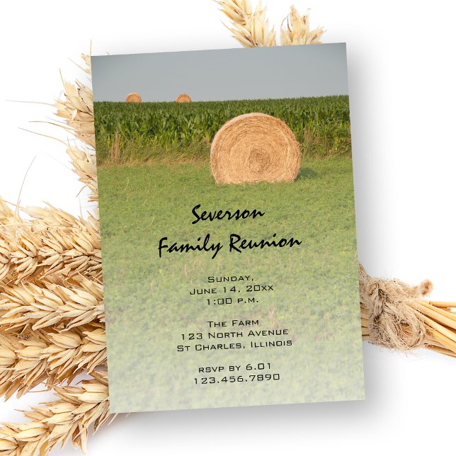 Land Hay Bales Farm Family Reunion Inbjudningar (Skapare uppladdad)