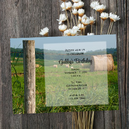 Land Hay Bales Farm Födelsedagsfest Inbjudningar