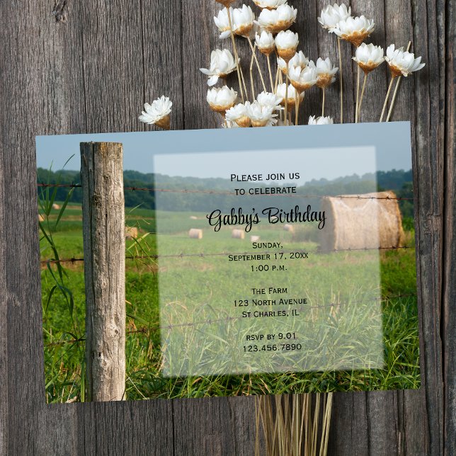 Land Hay Bales Farm Födelsedagsfest Inbjudningar (Skapare uppladdad)