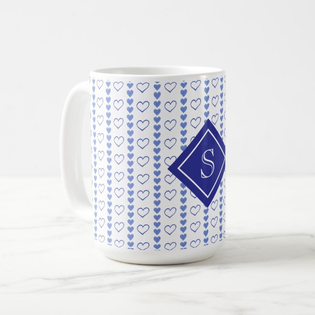 Land Heart Rand Mönster Monogram Kaffemugg (Framsida vänster)