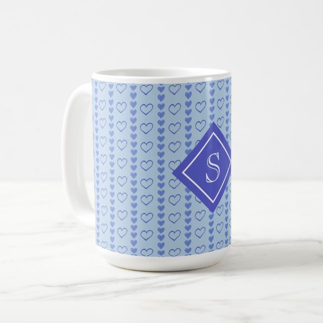 Land Heart Rand Mönster Monogram Kaffemugg (Framsida vänster)