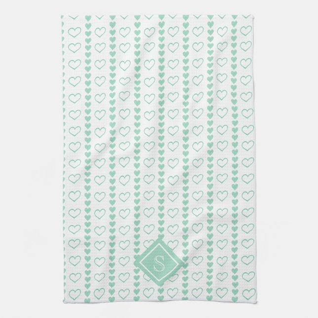 Land Heart Rand Mönster Monogram Kökshandduk (Vertikal)