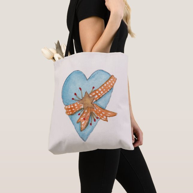 Land Heart Tote Bag Tygkasse (Närbild)