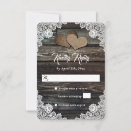 Land Hearts Wood Blommigt Snöre Rustic Bröllop OSA Kort