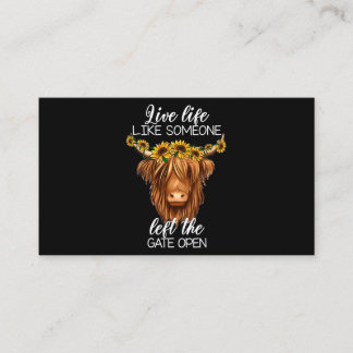 Land Heifer Highland Cow med solblommor Farm F Visitkort