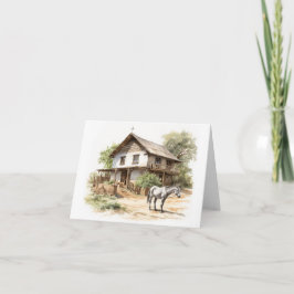 Land Hem med häst i Front Yard BLANK Kort