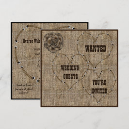 Land Hessian Burlap Bröllop Inbjudningar